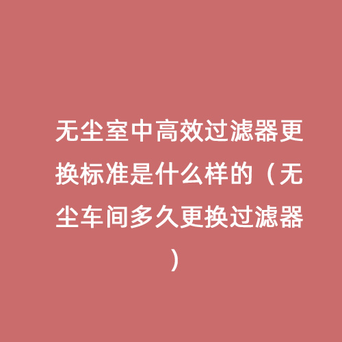 無(wú)塵室中高效過(guò)濾器更換標(biāo)準(zhǔn)是什么樣的（無(wú)塵車(chē)間多久更換過(guò)濾器）